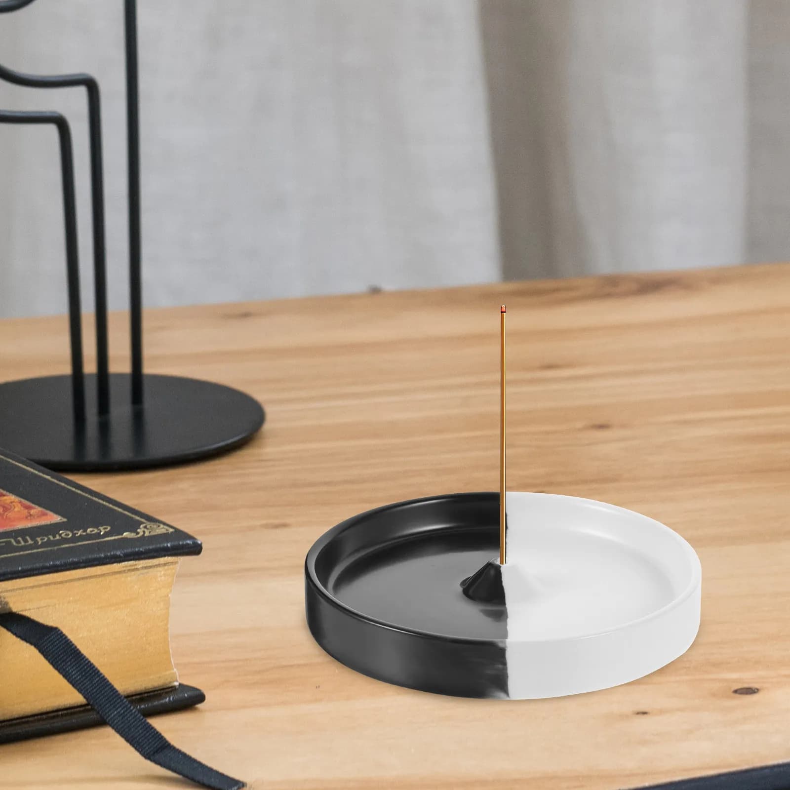 Ceramic Incense Stick Holder Tray Non Scratch Flat Base Aroma Burner for Home Office Hotel Tea Room Decor