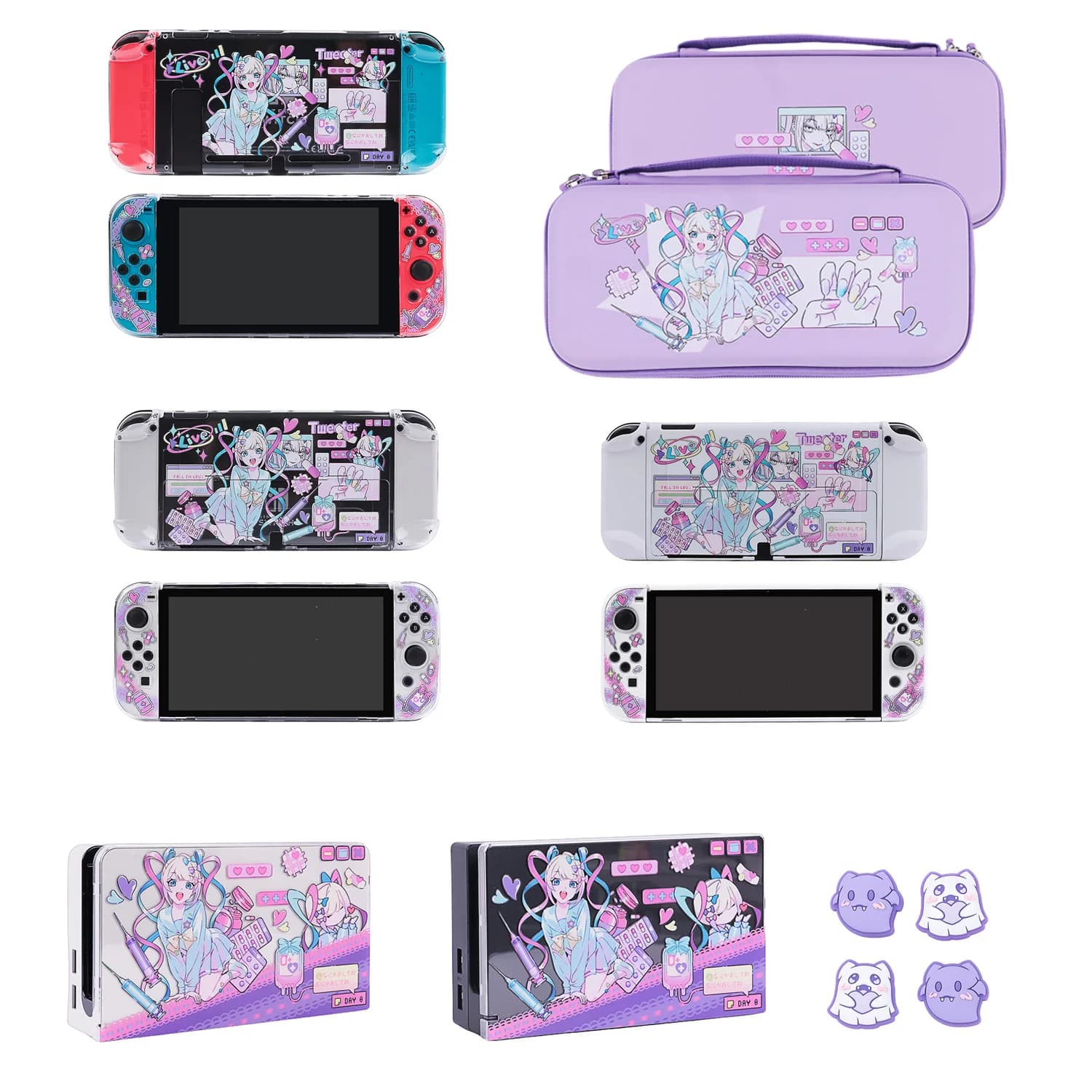Custodia protettiva KAngel compatibile con Nintendo Switch / Switch OLED, custodia rigida staccabile NS / OLED Dock Cover