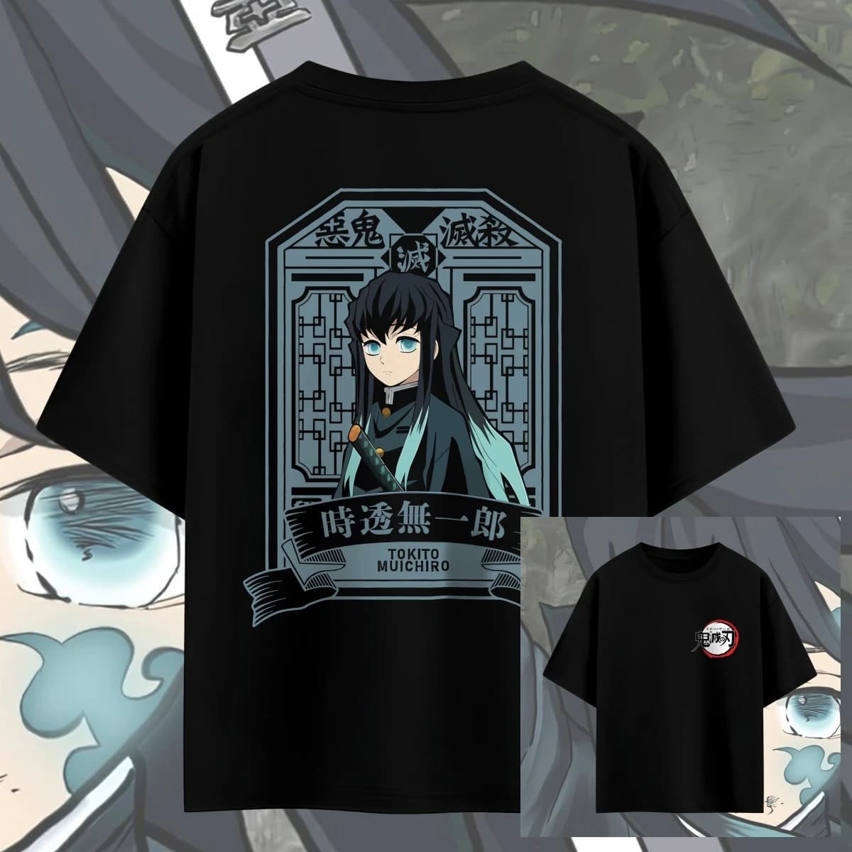 T-shirt Demon Slayer Tokito Portrait Anime, 100% cotone, maglietta grafica per uomo, donna, bambino, streetwear estivo