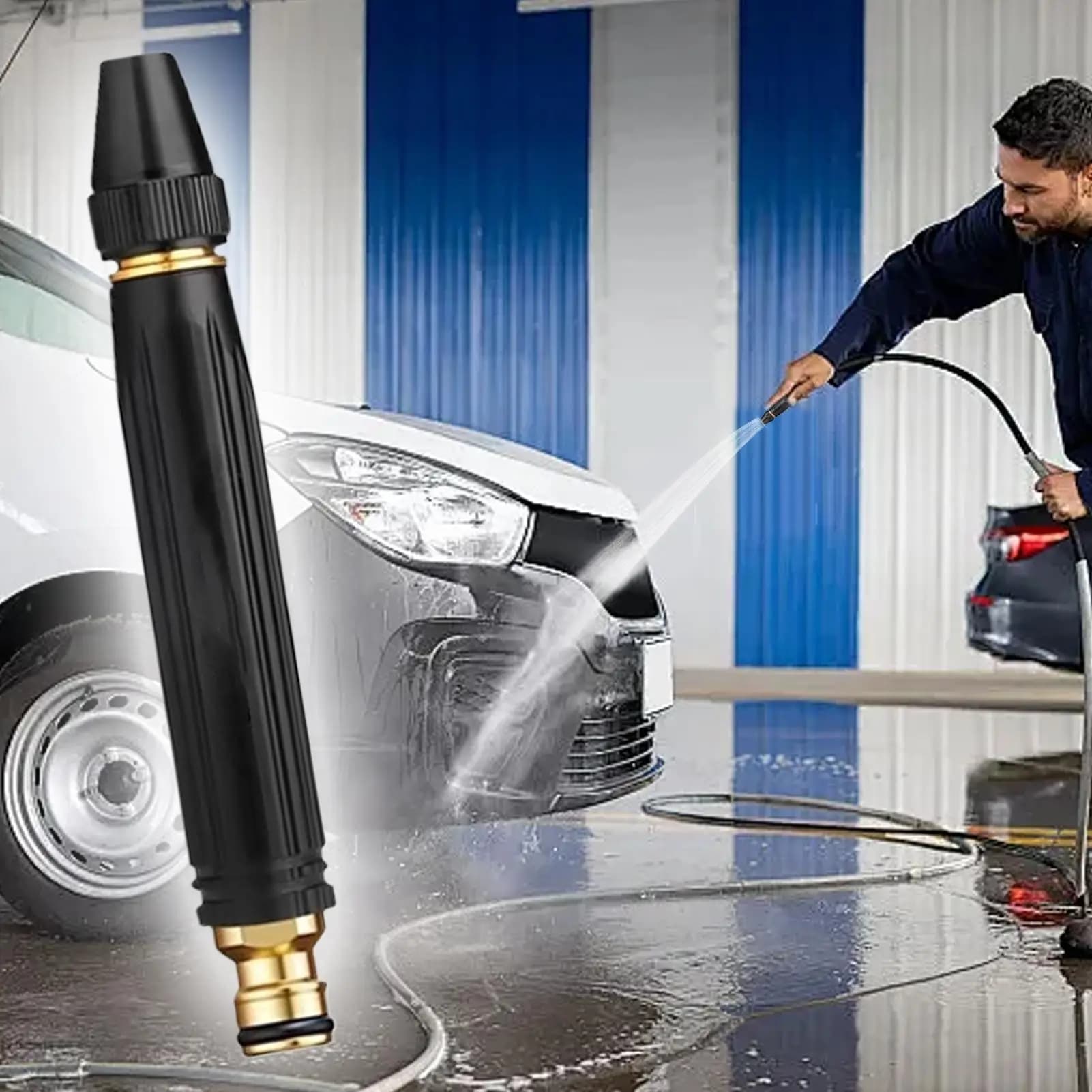 Water gun for car wash, garden pipe nozzle, high pressure metal sprayer, car cleaning tool