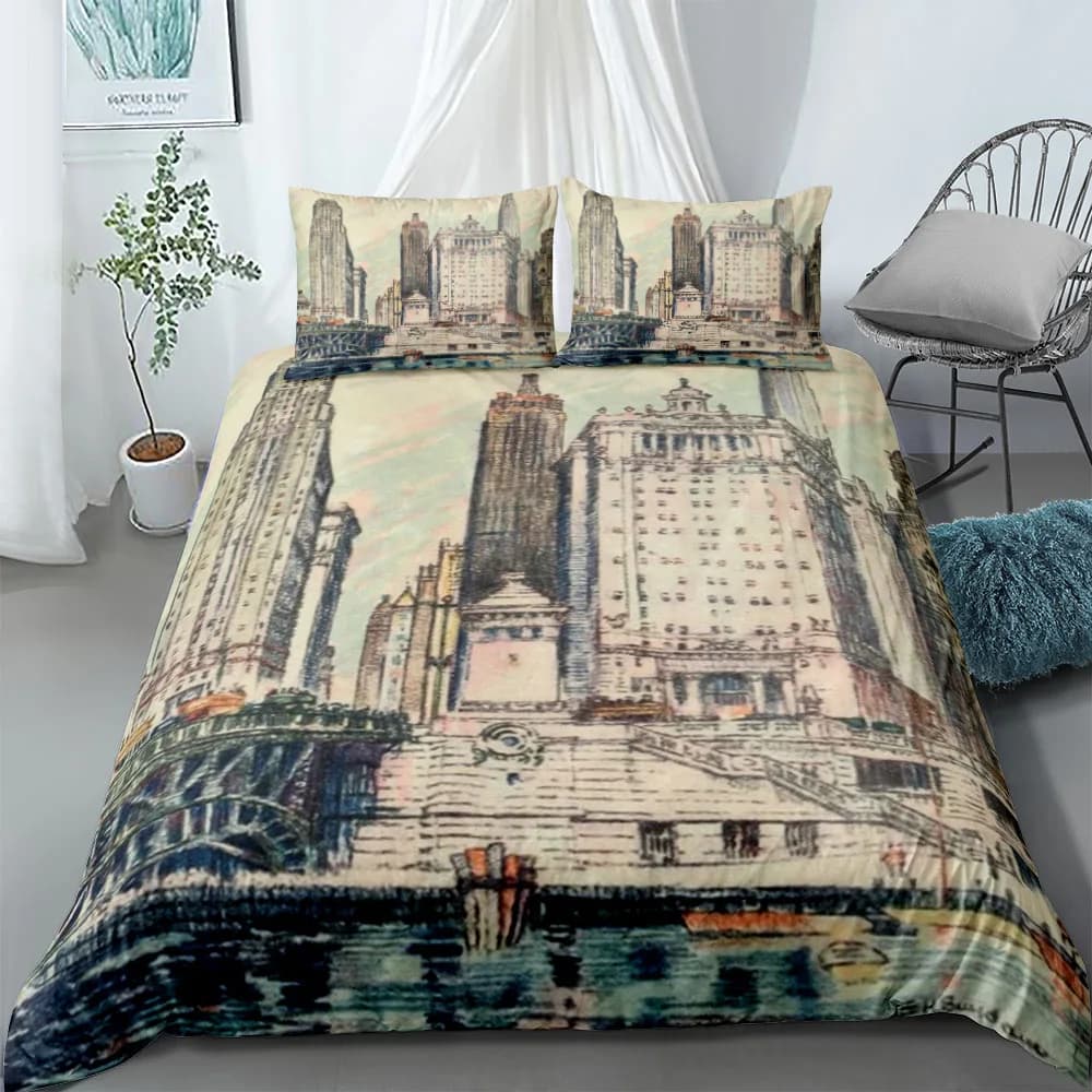 Set copripiumino City Skyline UK Set biancheria da letto singolo matrimoniale Queen US Twin Full King Size pkm