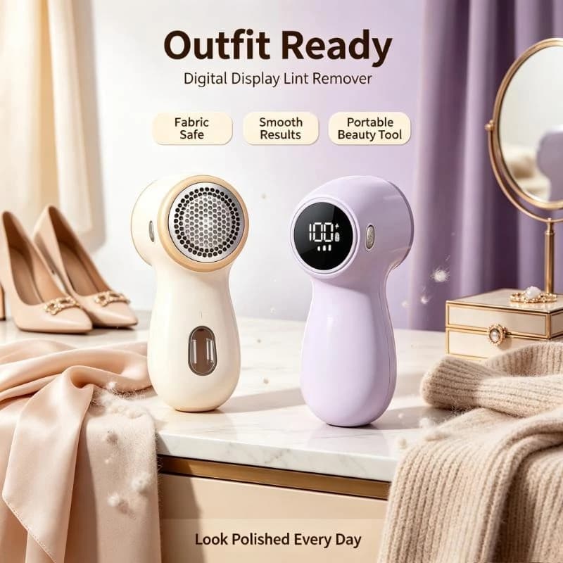Household Portable Lightweight 2-in-1 Digital Display Rechargeable Lint Remover Fabric Shaver