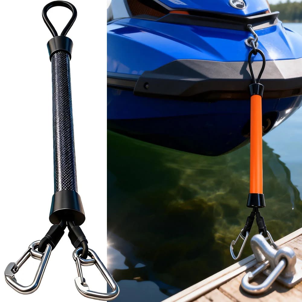 1/2PC Adjustable Shock Absorbing Bungee Dock Line Elastic Marine Rope with Stainless Hooks for Kayak Boat Protection