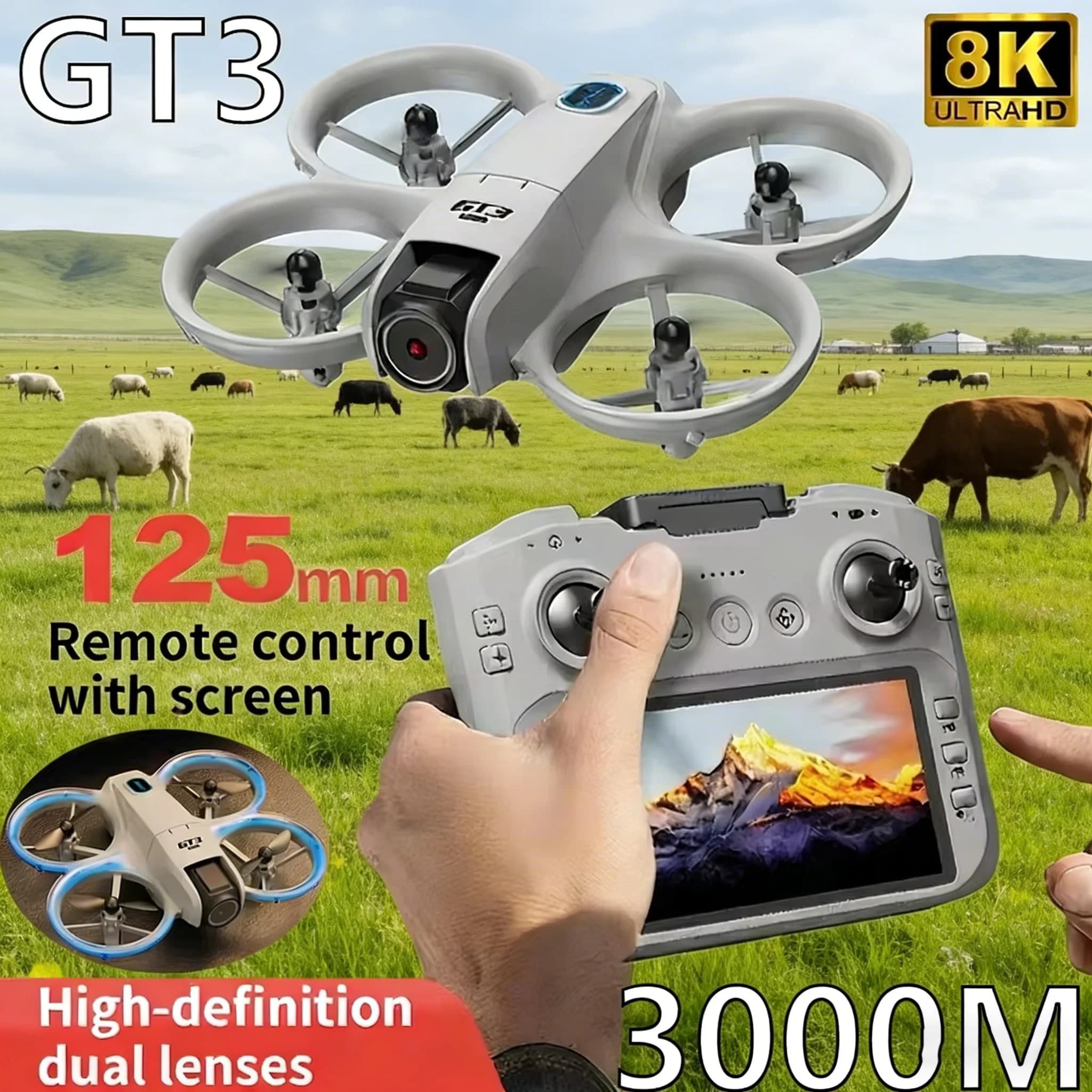 NEW Drone GT3 Max Mini with Double Camera 8K HD, GPS, Professional Air Photography, Remote Control