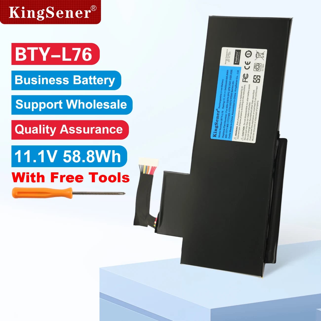 KingSener BTY-L76 Batteria del computer portatile per MSI GS70 MS-1771 MS-1772 MS-1774 2QC-019XCN Per Medion Erazer X7615 X7613 11.1V 5400mAh