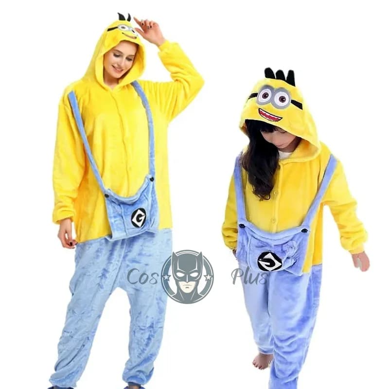 Minions Kigurumi Tutina Cosplay Costume Anime Halloween Pigiama di flanella invernale Abiti natalizi di Halloween per adulti