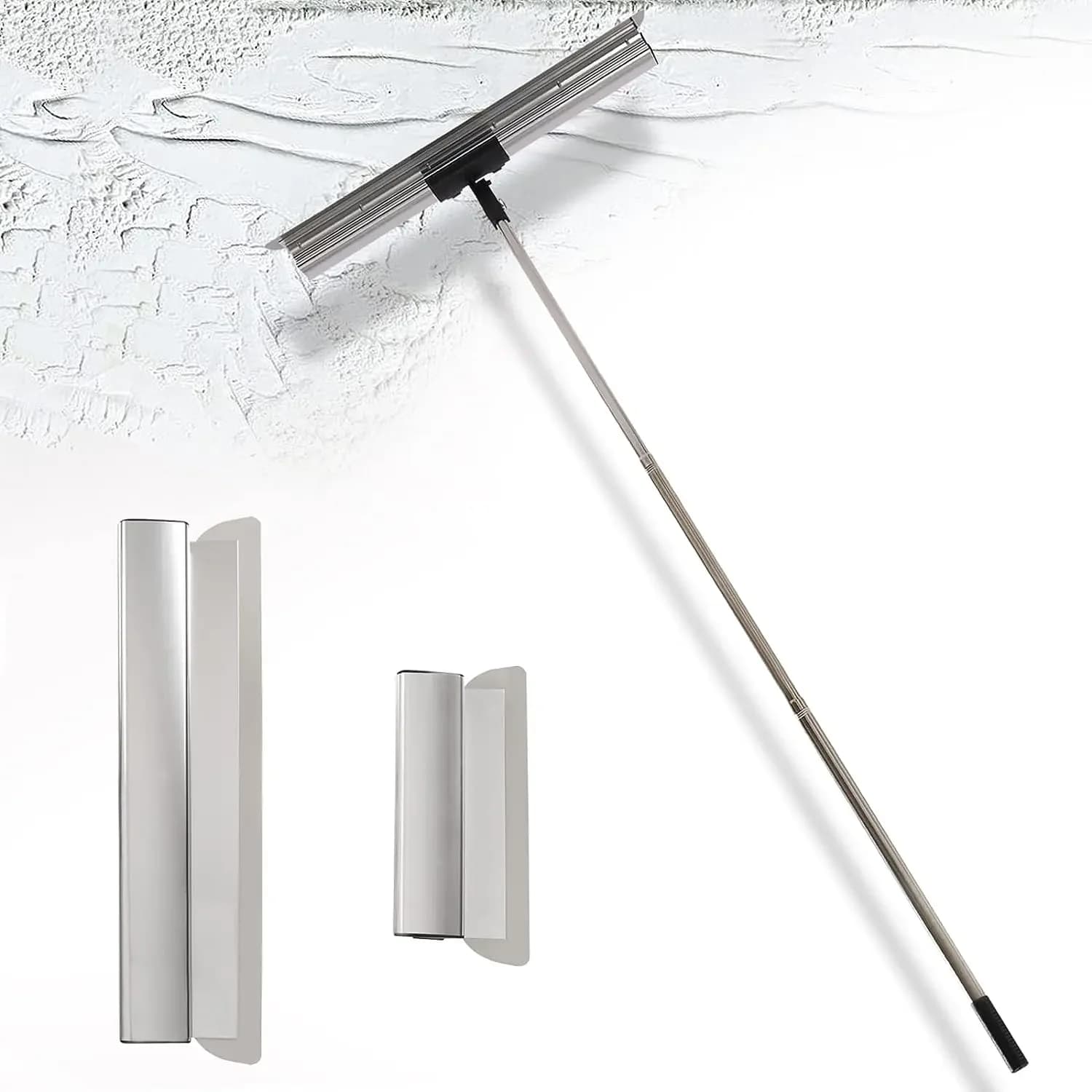 Set di lame per skimming per cartongesso Strumenti per cartongesso con lame leviganti in acciaio inossidabile da 12" 22" e 32" e manico telescopico da 35"- 80"