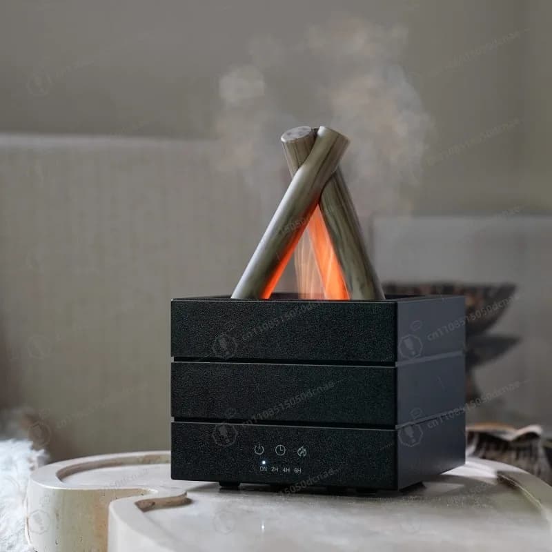 Umidificatore a venature del legno di grande capacità con diffusore di aromi per falò leggero invernale caldo, spray di fiamma, idratante per l'aria ambientale per la casa