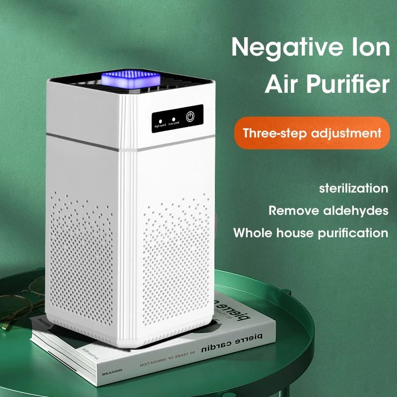 Purificatore d'Aria a Ioni Negativi, Eliminatore di Odori e Fumi Nocivi per Auto, Stanza, Cucina con Filtro HEPA Sostituibile
