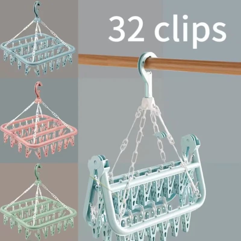 Appendiabiti per asciugare i vestiti con 32 clip e appendiabiti pieghevole antigoccia Appendiabiti per asciugare i calzini Intimo lingerie