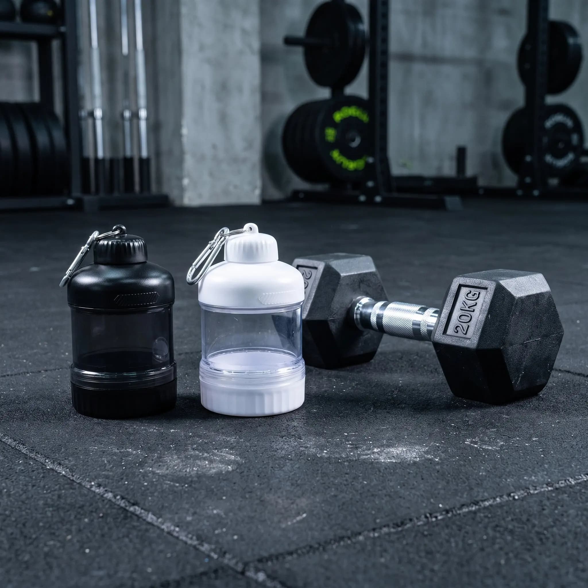 2Pcs Travel Protein Powder Container Transparent Airtight Protein Jar with Keychain Gym Bag Supplements Storage Portable Holder