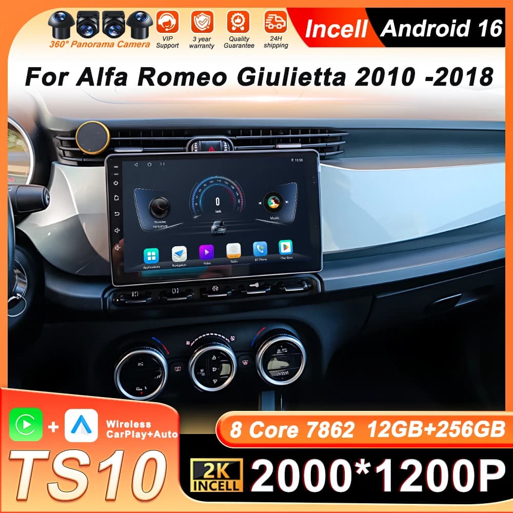 Autoradio Multimedia Android 16 for Alfa Romeo Giulietta 2010-2018 with Carplay, Screen and FM