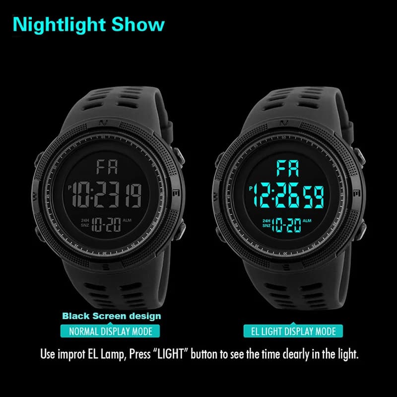 Orologio elettronico per uomo, orologi sportivi militari, orologio da polso digitale a LED multifunzione luminoso per uomo, bambino, ragazzo, studente, adolescente