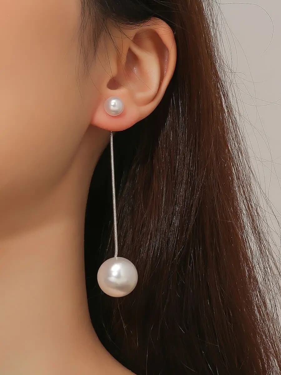 Faux Pearl Drop Earrings Elegant Long Dangle Jewelry Stylish Lightweight Accessory