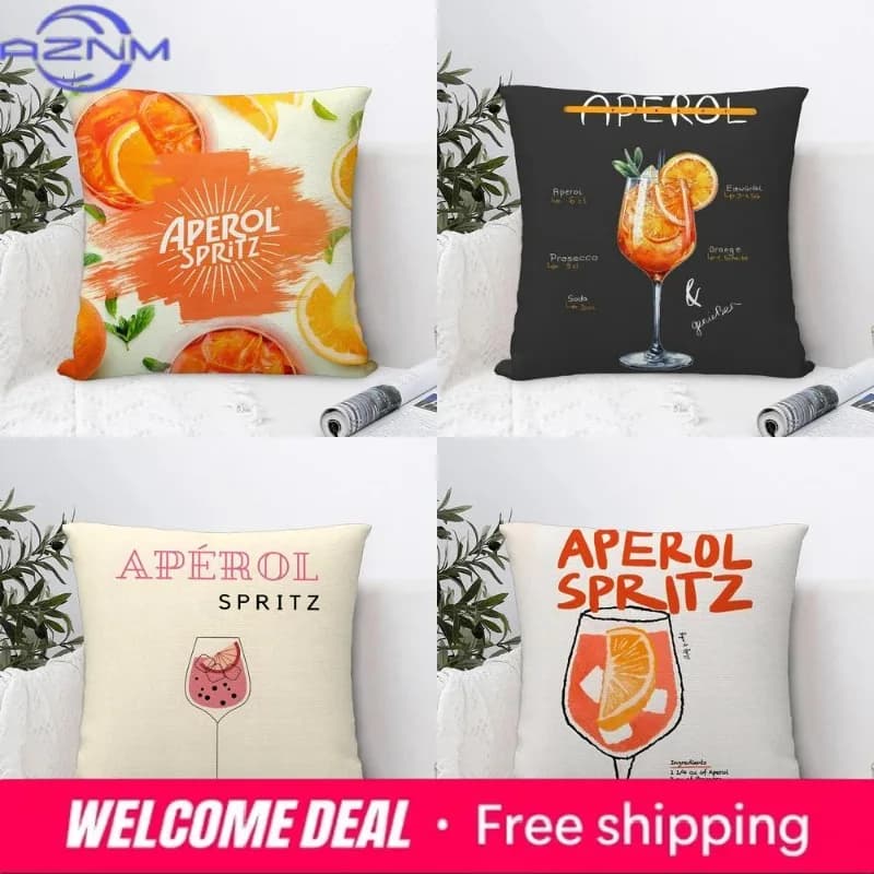 Fodere per cuscini decorative a tema Aperol Spritz per l'arredamento della casa, adatte per divano, camera da letto, auto