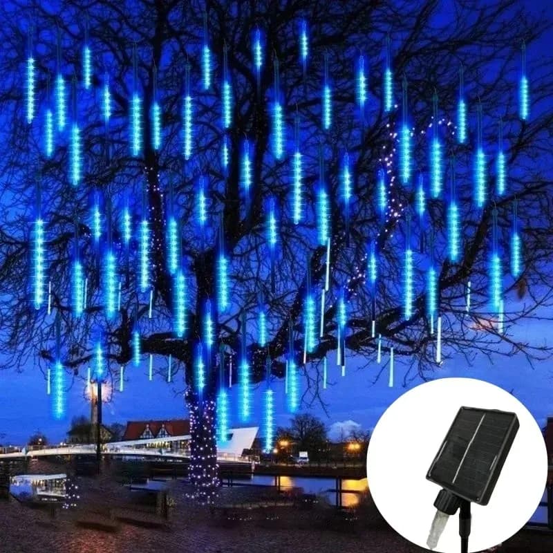 Luci natalizie a LED con pioggia di meteoriti ad energia solare per la decorazione domestica della festa nuziale dell'albero di Natale all'aperto del giardino
