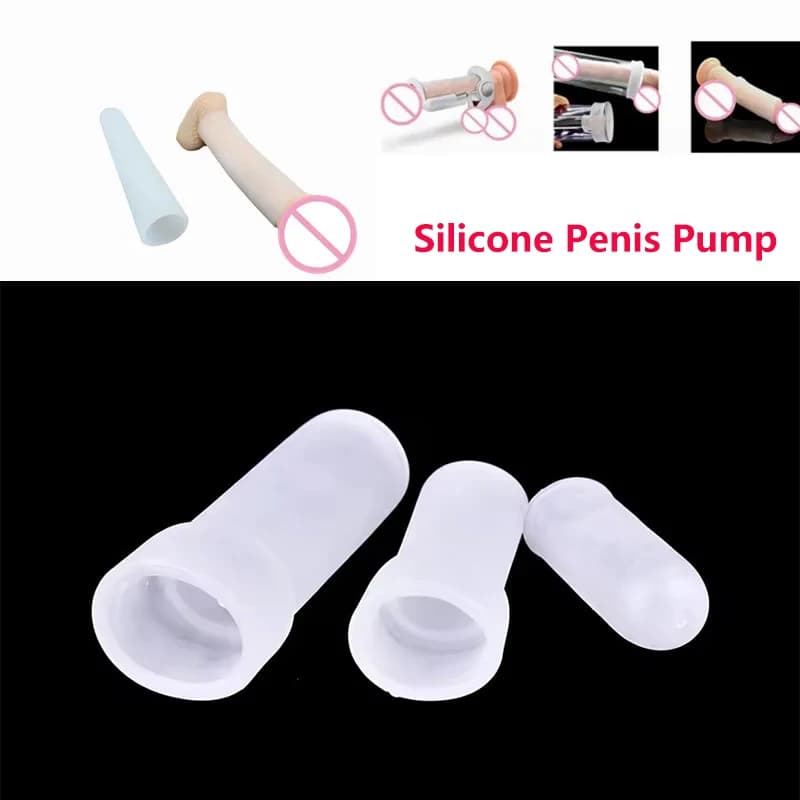 Accessori per pompa per pene Maniche in silicone Estensore per allargamento Barella Tappo per glande Vuoto Manicotto genitale Ingranditore Erezione Giocattolo del sesso