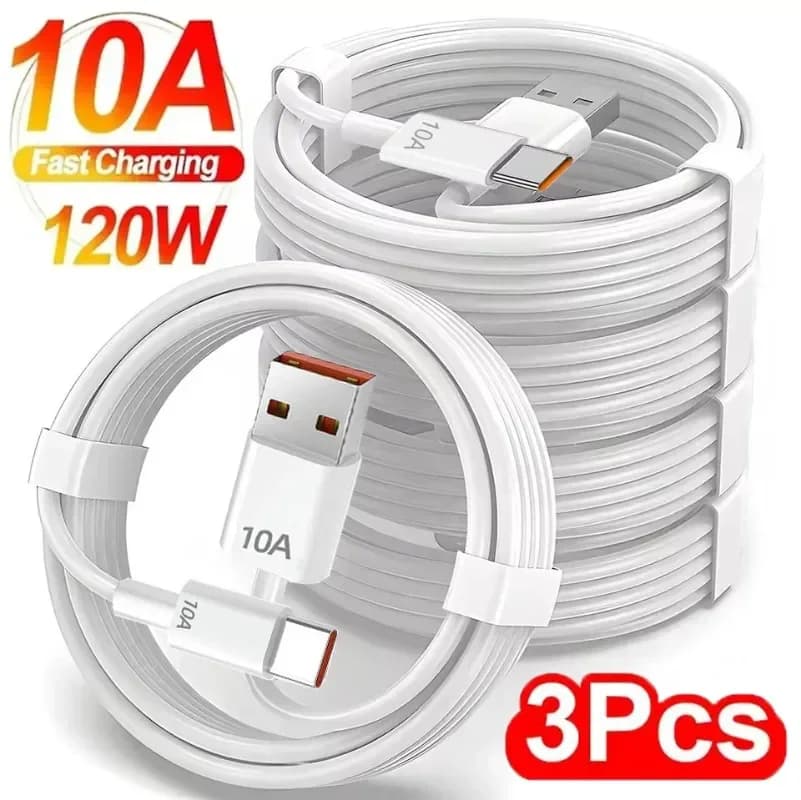 1/2/3Pcs 120W Cable USB To Type C 10A Super Fast Charging Cable Highspeed Data Transfer Charger Cable For iPhone Xiaomi Samsung