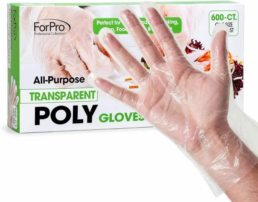 Disposable Poly Plastic Gloves, Food-Grade, BPA/Latex/Powder-Free, Lightweight, One Size, Ideal For Cooking