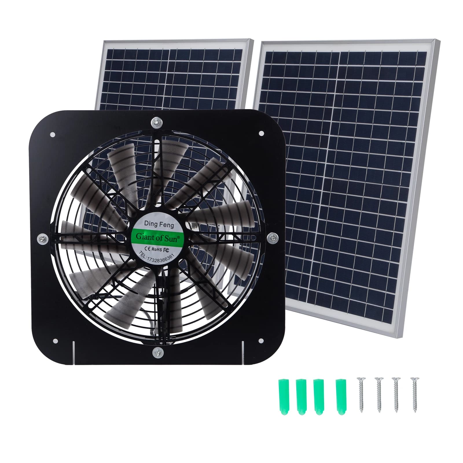 30W Solar Powered Attic Ventilator Gable Roof Vent Fan with 30W Foldable Panel