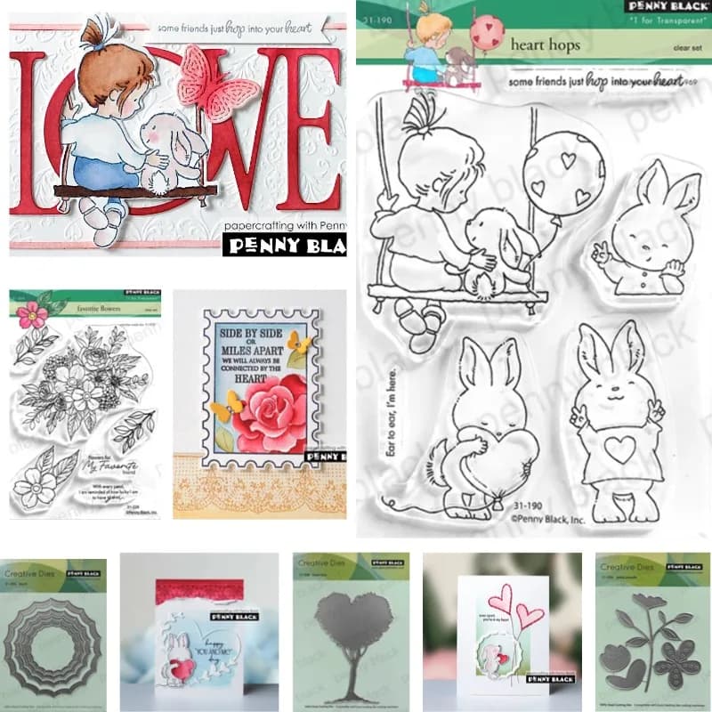 Little Girl Swings on the Swing with the Rabbit Stamps And Dies New Arrival 2026 Scrapbook Diary Decoration Stencil Embossing