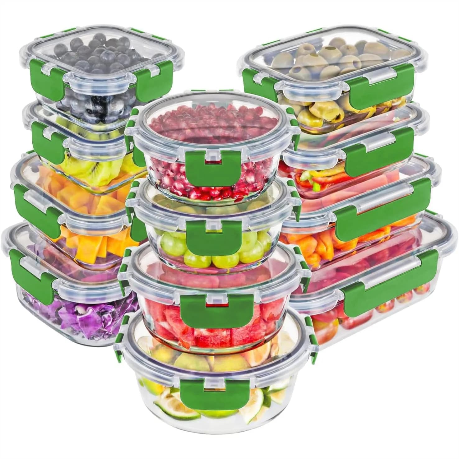 Set di Contenitori in Vetro Borosilicato per Alimenti con Coperchi, 24 Pezzi (12 Ciotole e 12 Coperchi Ermetici) per Preparazione Pasti, Adatti a Forno e Congelatore