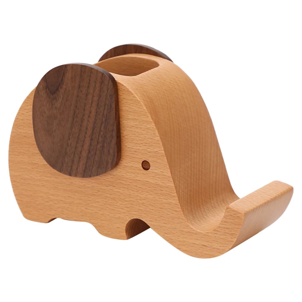 Organizer da scrivania in legno a forma di elefante, portapenne, supporto resistente per cellulare, portaoggetti multifunzionale da scrivania, articoli di cancelleria per ufficio