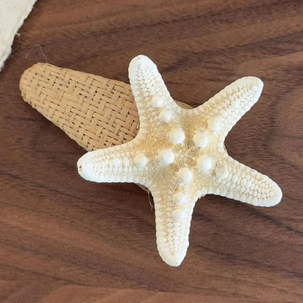 Side Hair Clips Natural Straw Hairpin Clip 3d Starfish Beach Accessory Stable Clamping Force Bang Hair Clip for Life Summer