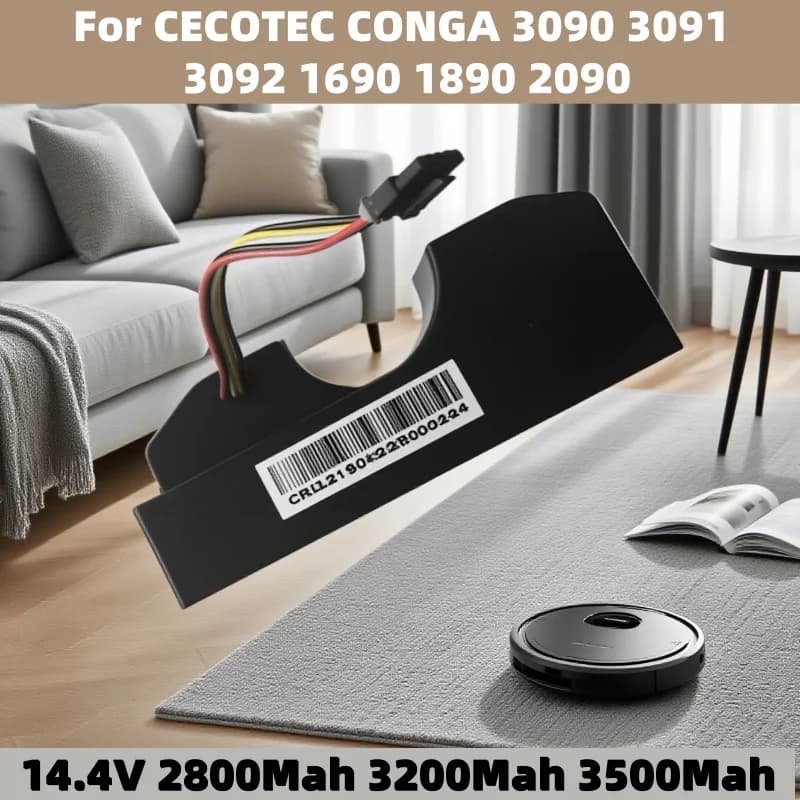 Batteria agli ioni di litio da 14,4 V 3500 mAh - Per accessori per aspirapolvere robot Cecotec Conga 3090 2090 3091 3092
