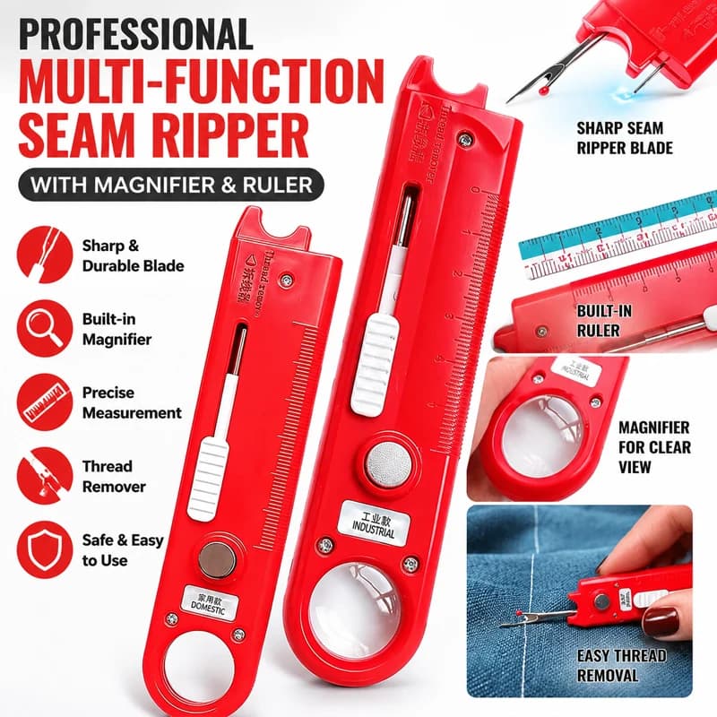 Multi-Function Sewing Threader with Magnifier Ruler Automatic Needle Threader for Elderly Fast Threading for Sewing Machines