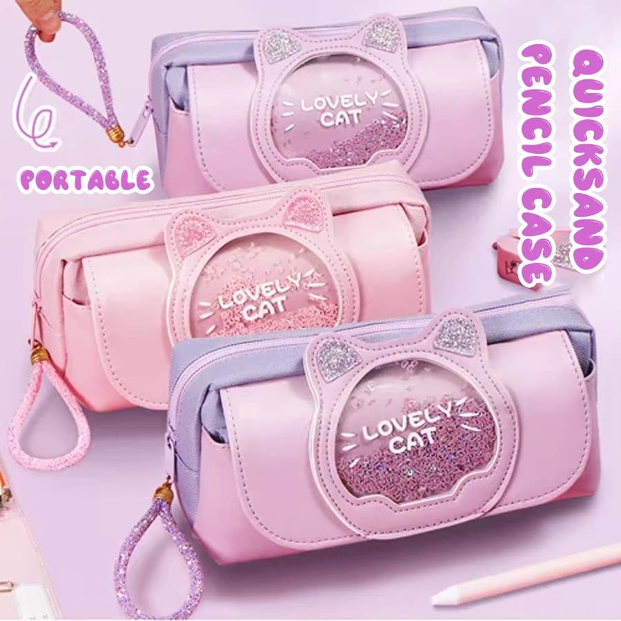 Astuccio per matite Kawaii Quicksand Astuccio per penne multifunzionale di grande capacità Borsa portaoggetti carina Forniture per ufficio scolastico di cancelleria
