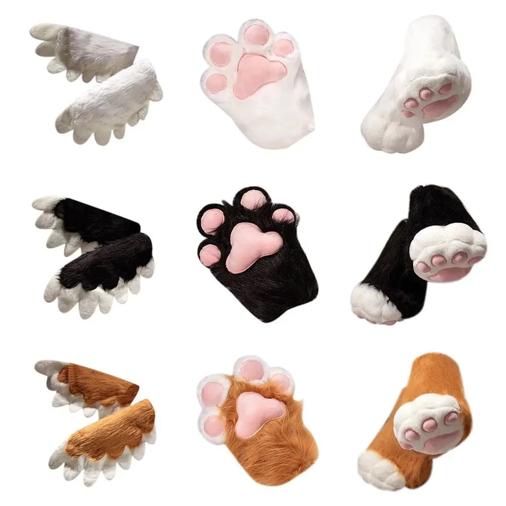 Guanti a zampa in materiale soffice Fursuit Stile orso Design carino Ali giganti indossabili Scarpe animali stile gatto ispirate al Manga