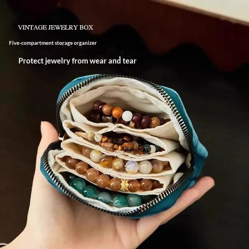 Borsa portaoggetti a 5 strati in velluto per gioielli, custodia per orologi, bracciali, anelli, orecchini, custodia portatile da viaggio per gioielli