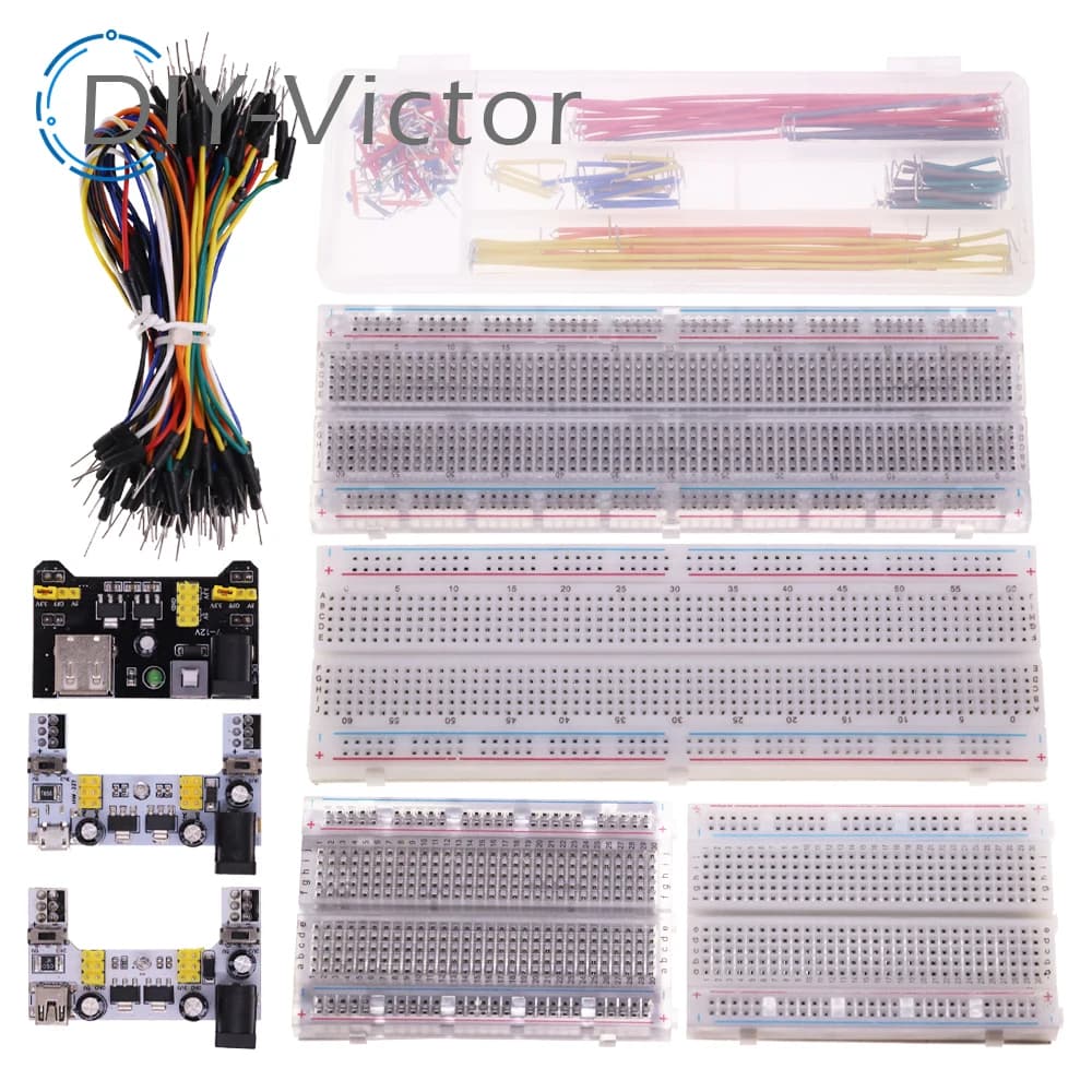Modulo di alimentazione per breadboard MB102 3.3V/5V + Breadboard prototipo MB-102 da 830 punti per kit Arduino + 65 cavi jumper all'ingrosso