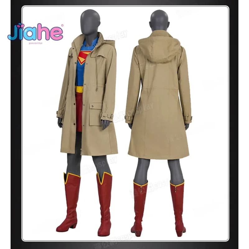 2025 New Supergirl Movie Superhero Costume Cosplay Shoes Jumpsuit Sleeve skirt set Halloween woman pattern uniform set