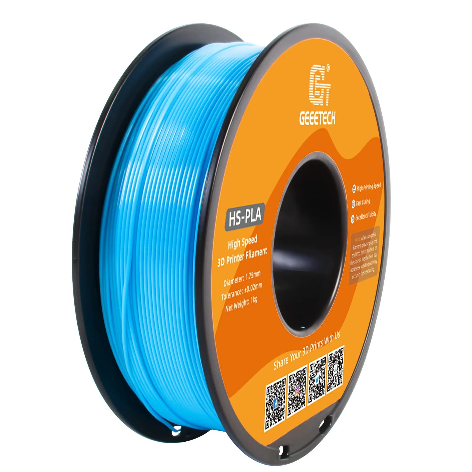 GEEETECH 1 kg 1 coil High speed PLA Filament from 1.75 mm, fast curing, high speed 3D printing filament HS-PLA, best liquidity
