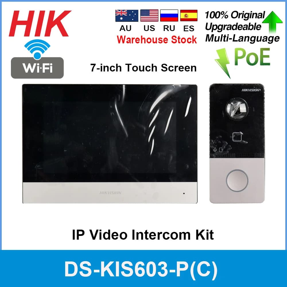 Kit videocitofono IP Hikvision DS-KIS603-P(C) Monitor WIFI originale DS-KV6113-WPE1+ DS-KH6320-WTE1 per campanello POE