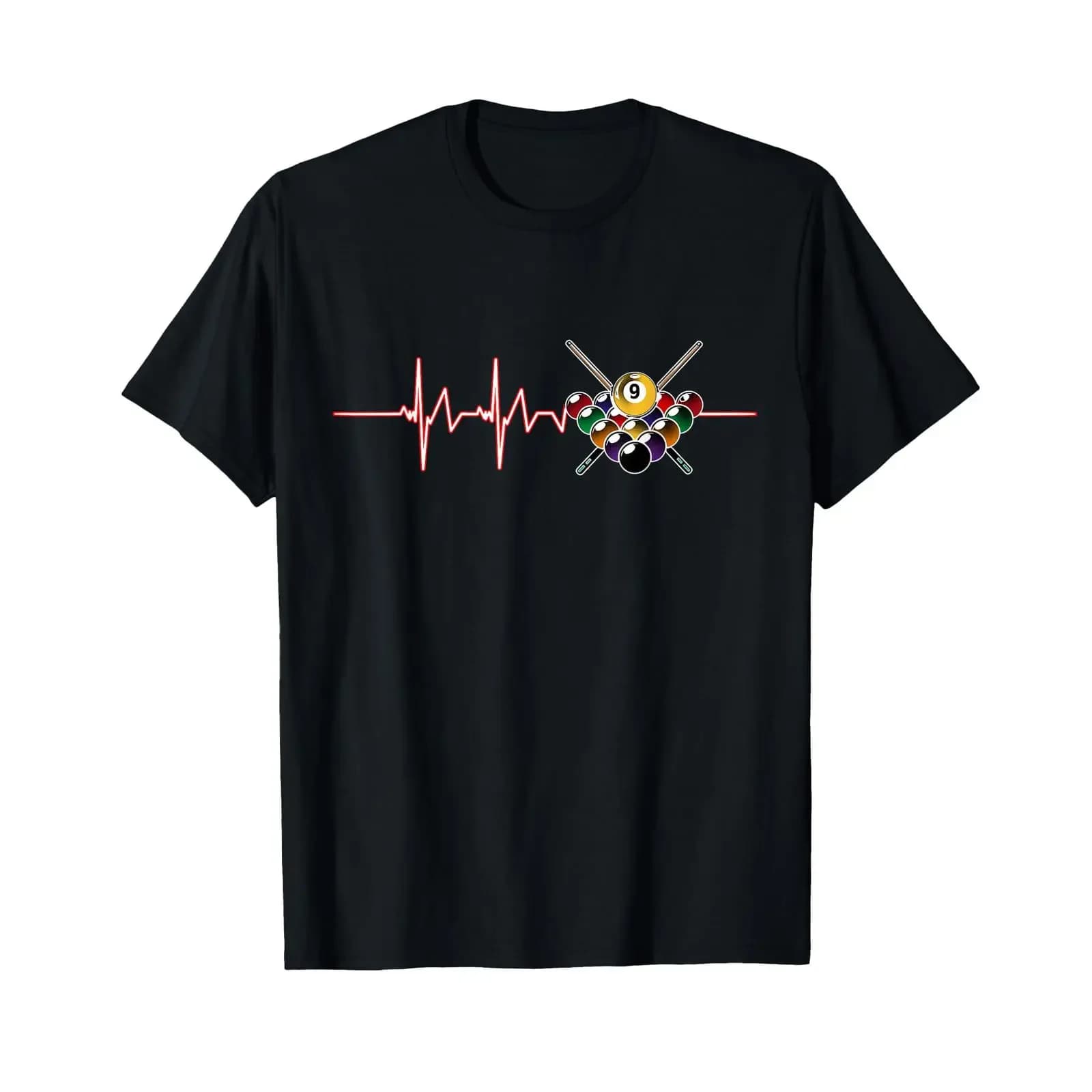 Billiard 9 Ball Pool Player Cue Sports Heartbeat T Shirt vintage Washed Unisex streetwear Slightly Stylish homme