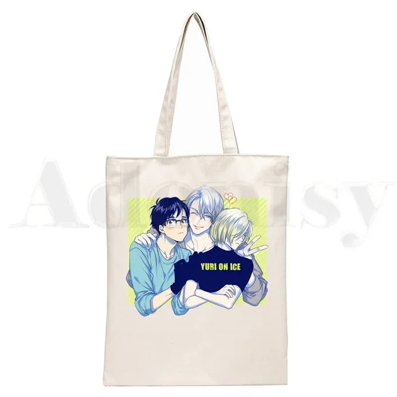 Yuri on Ice Anime YURI!!! Borsa Elegante in Tela per Pattinaggio Artistico su Ghiaccio, Borse a Spalla Casual per Ragazze, Borsa da Shopping