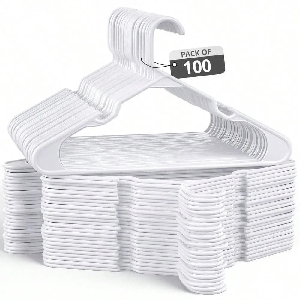 Confezione di appendiabiti in plastica per adulti, per camicie, pantaloni, cappotti, vestiti, gonne, abiti, giacche, appendiabiti standard spessi, design robusto e durevole.