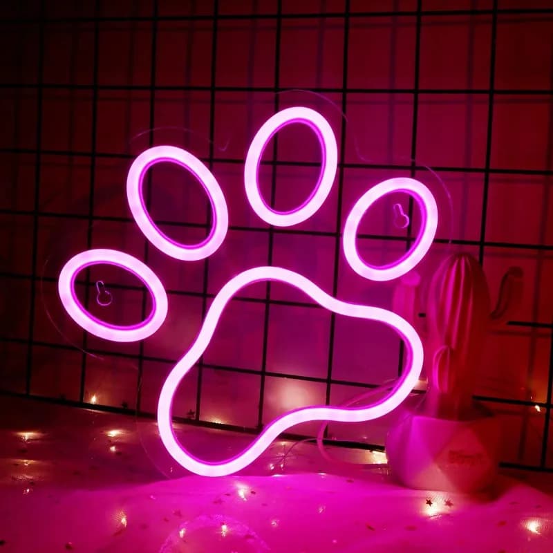 Zampa di cane LED Insegna al neon Alimentato tramite USB Luce notturna al neon 3D Wall Art & Sala giochi Camera da letto Soggiorno Decorazione Decorazione della parete Lampada Insegne