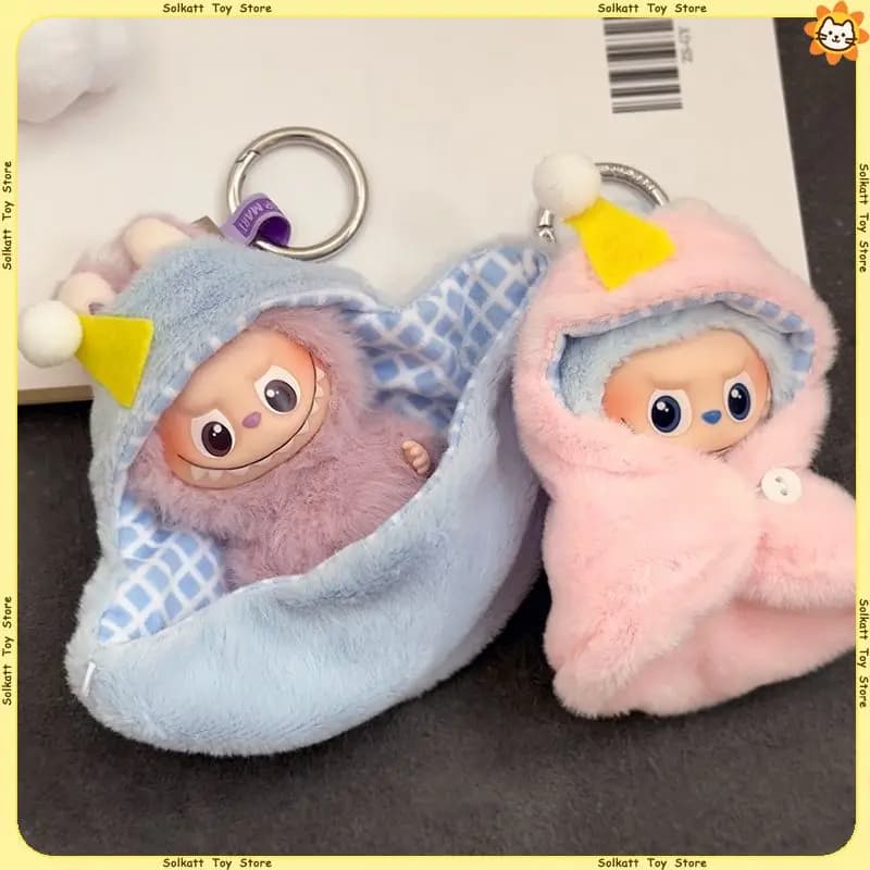 Solo vestiti per Mini Labubu Pink Swaddling Little Bee Mantello Peluche Sigillo Gamberetti Re Simpatici giocattoli alla moda Vestito di moda Cambia regali