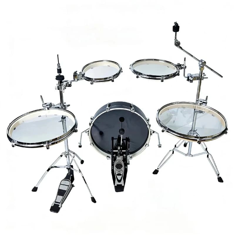 Set di Tamburi e Pad per Percussioni Regolabili e Pieghevoli 6/8/10/12/13/14/16 Pollici, Portatili per Pratica, con Rullante e Pad per Bass Drum