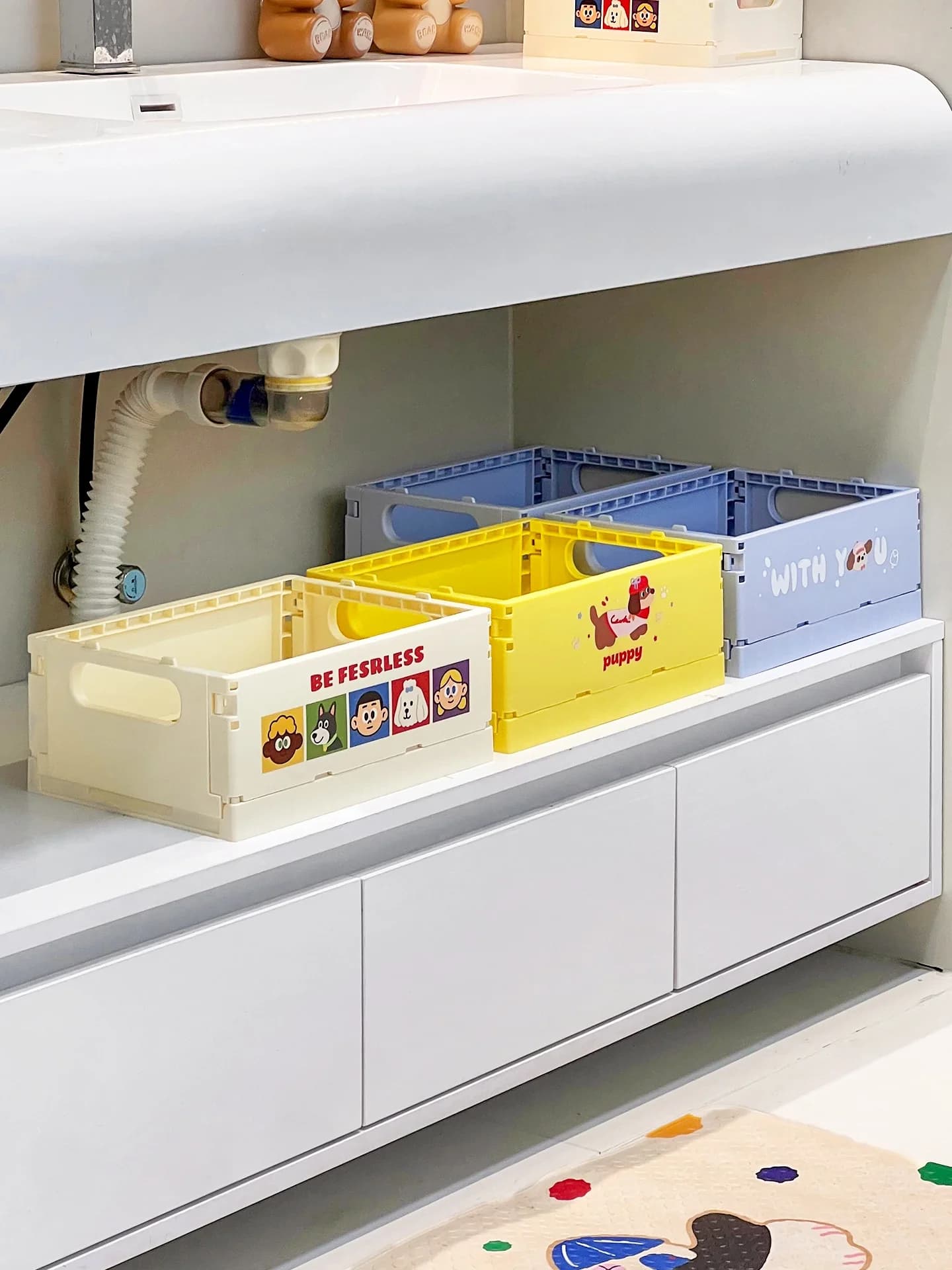 Batoom Storage Ra Porta carta igienica, organizer in plastica resistente per assorbenti igienici e prodotti per la pulizia, Cartoon Sle
