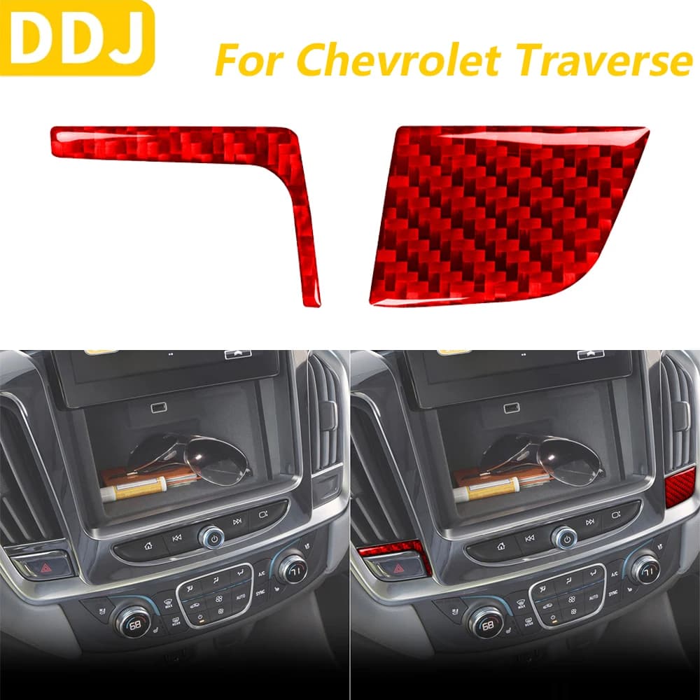 For Chevrolet Traverse RS LT 2018-2023 Red Carbon Fiber Central Control Spie Switch Trim Cover Auto Accessories Sticker