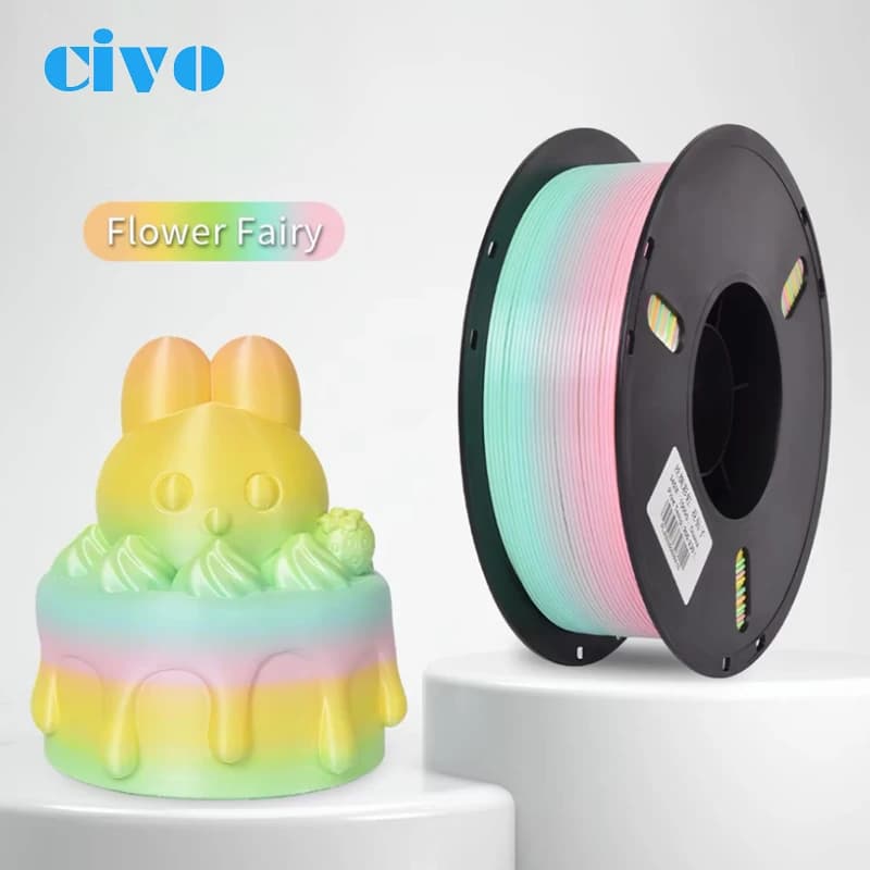 Filamento PLA Seta Arcobaleno Sfumato e Bicolore da 1KG, 1.75mm, Materiale per Stampa 3D per Elegoo/Anycubic/Bambula