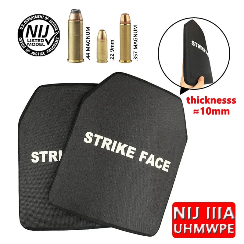 NIJ IIIA Bulletproof Plate10x12 Inches Light Tactical UHMWPE Bulletproof Protection Body Armor Vest Insert Plate
