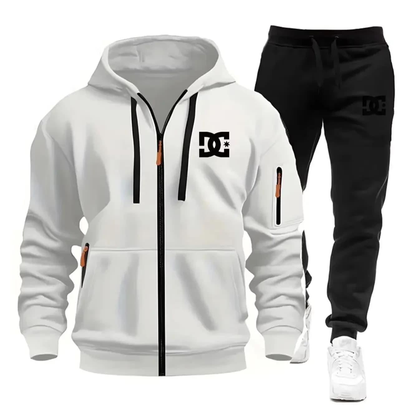 Two Sets of Men's Sportswear for Autumn/Winter 2026 Including a Sweatshirt and Two Sets of Fitness Jogging Pants with Wool Caps