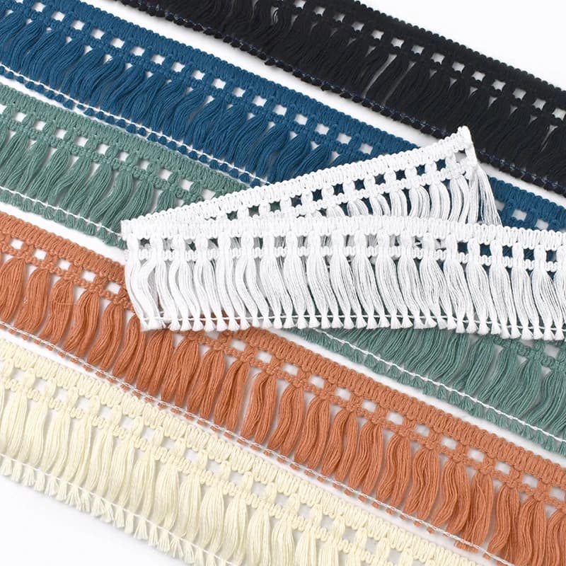 10/25 Iarde di Frange in Cotone da 5 cm per Decorazione Lenzuola, Bordi Decorativi, Fai da Te, Artigianato, Decorazioni per Tende, Passamaneria, Forniture per Cucito