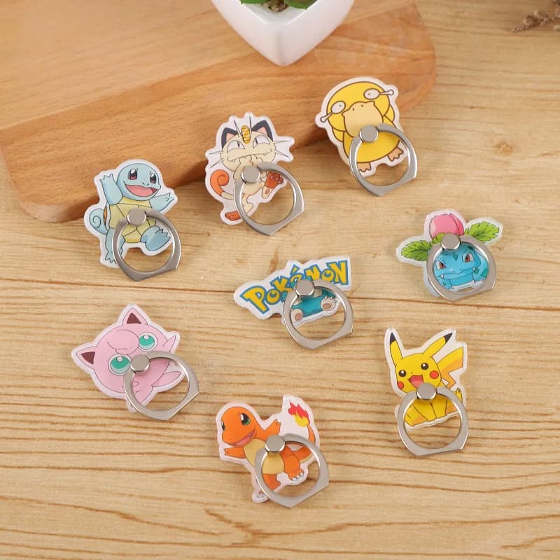 Supporto per Telefono Anime Pokémon Pikachu, Simpatico Porta Cellulare Squirtle Bulbasaur Charmander, Supporto per Dita, Giocattoli e Regali